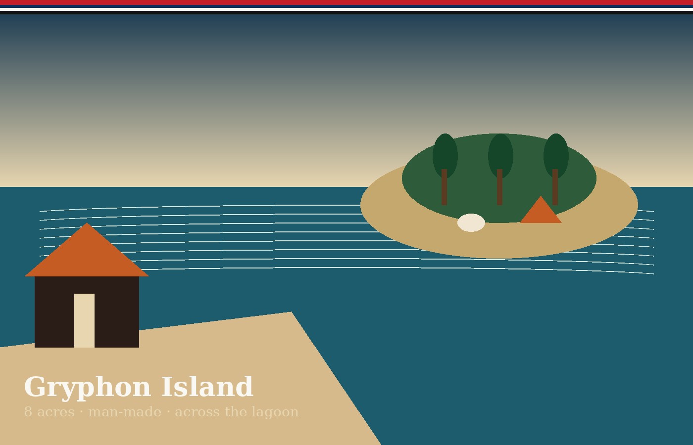 Gryphon Island across the lagoon