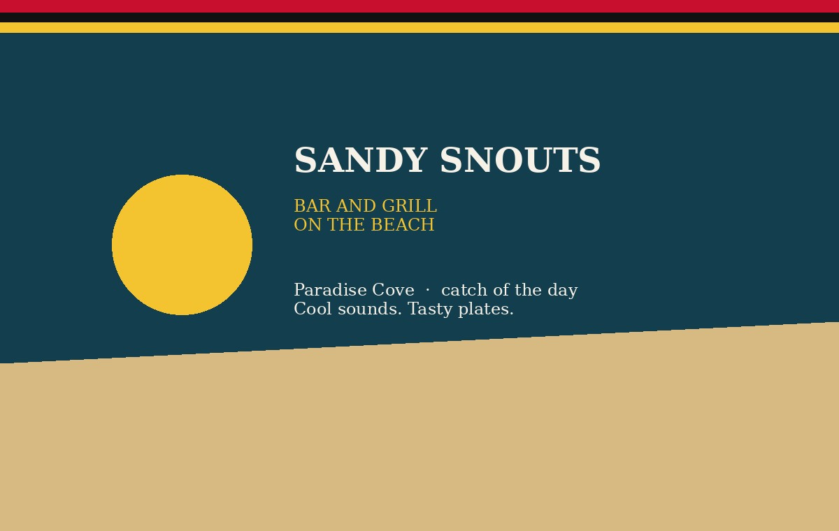 Sandy Snouts Vegan Bar and Grill on the beach