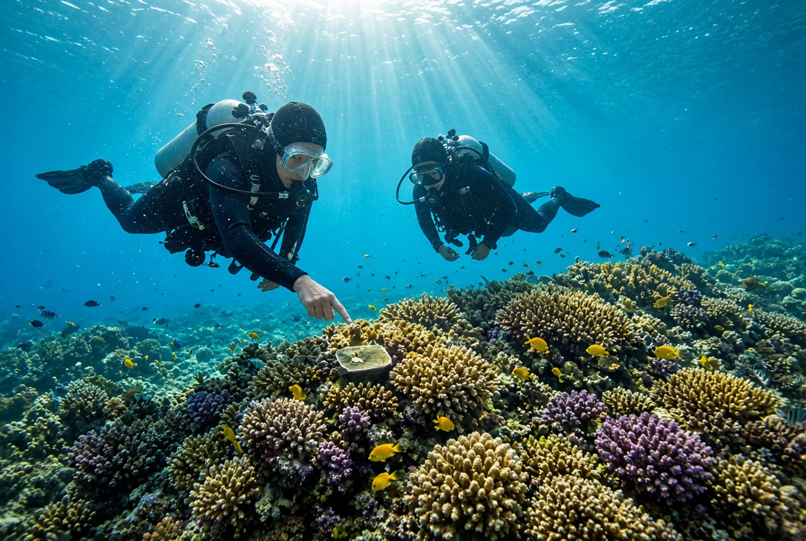 Divers over the nursery reef