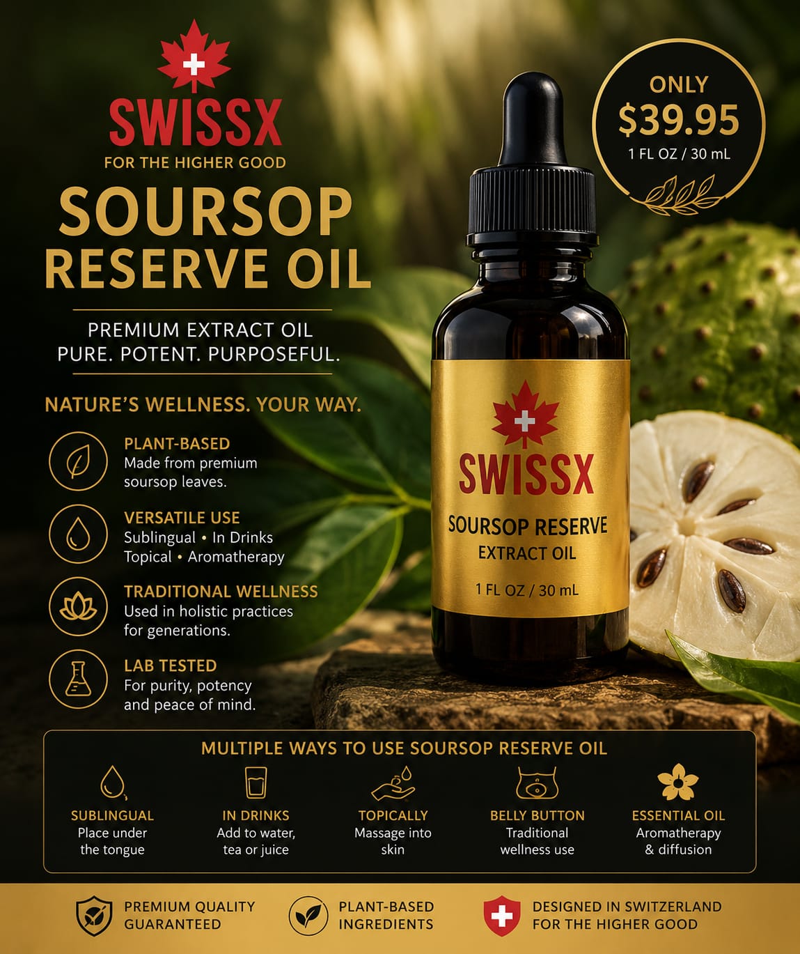 SWISSX Soursop Reserve Oil 30 mL bottle